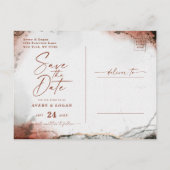 抽象芸術秋秋のオレンジの結婚式の日付を保存 案内ポストカード (裏面)