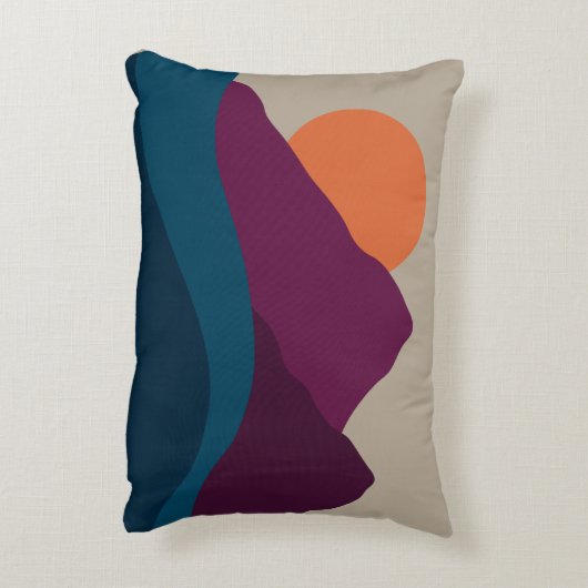 抽象芸術秋秋の山の風景サンセット アクセントクッション (裏面(縦))