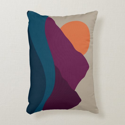 抽象芸術秋秋の山の風景サンセット アクセントクッション (正面(垂直))