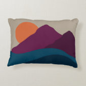 抽象芸術秋秋の山の風景サンセット アクセントクッション (裏面)