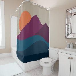 抽象芸術秋秋の山の風景サンセット シャワーカーテン