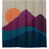 抽象芸術秋秋の山の風景サンセット シャワーカーテン (正面)