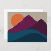 抽象芸術秋秋の山の風景サンセット シーズンポストカード (正面/裏面)