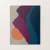 抽象芸術秋秋の山の風景サンセット ジグソーパズル (縦)