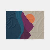 抽象芸術秋秋の山の風景サンセット フリースブランケット (正面(横))