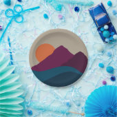 抽象芸術秋秋の山の風景サンセット ペーパープレート (パーティー)