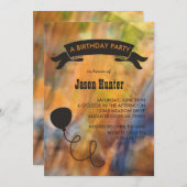 抽象芸術秋色気球バースデーパーティー 招待状 (正面/裏面)