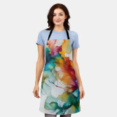 抽象芸術移動鮮やかアルコールインク エプロン (着用した状態)