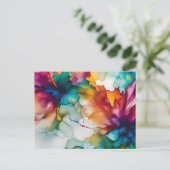 抽象芸術移動鮮やかアルコールインク ポストカード (スタンド正面)