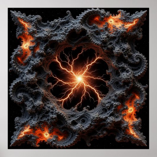 抽象芸術稲妻とテクスチャ詳細 ポスター (正面)
