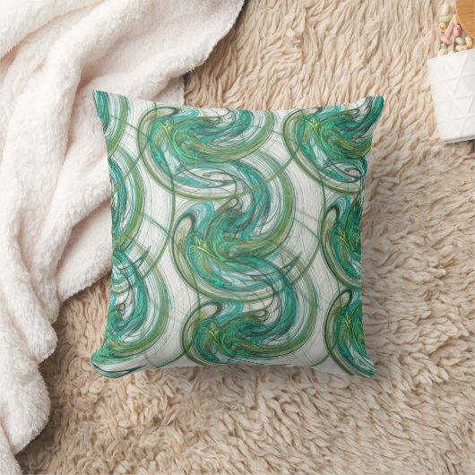 抽象芸術積み重ねられた緑の回転波 クッション (ブランケット)