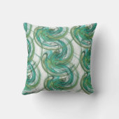 抽象芸術積み重ねられた緑の回転波 クッション (裏面)