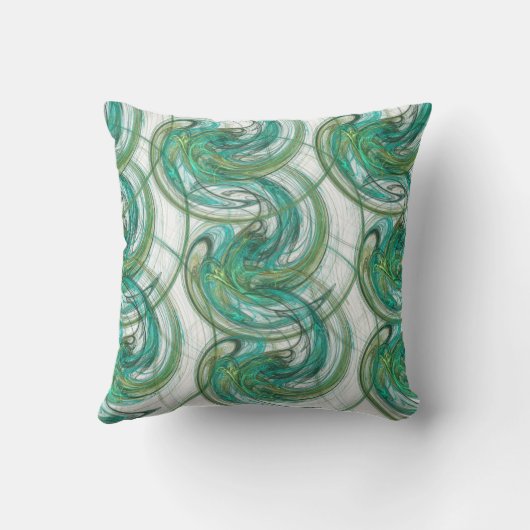 抽象芸術積み重ねられた緑の回転波 クッション (裏面)