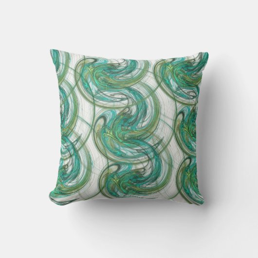抽象芸術積み重ねられた緑の回転波 クッション (正面)