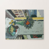 抽象芸術窓、バラ付き花瓶 ジグソーパズル (横)