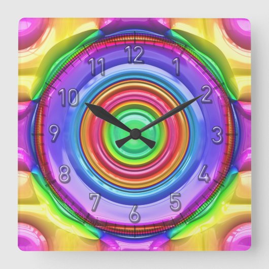 抽象芸術第119条時計と数字オプション スクエア壁時計 (正面)