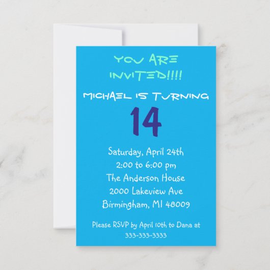 抽象芸術第14回誕生日パーティーの招待 招待状 (裏面)