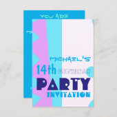 抽象芸術第14回誕生日パーティーの招待 招待状 (正面/裏面)