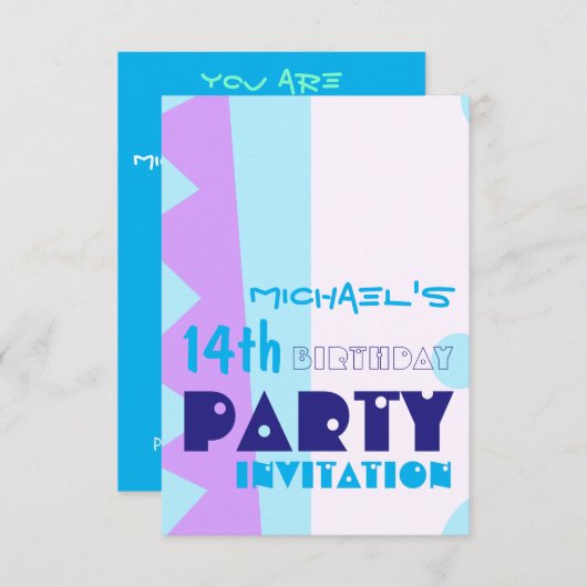 抽象芸術第14回誕生日パーティーの招待 招待状 (正面/裏面)