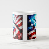 抽象芸術米国国旗のジャンボマグカップ ジャンボコーヒーマグカップ (正面)