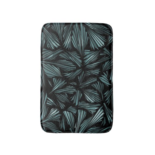 抽象芸術粉砕ガラスの青パターン バスマット (正面縦)