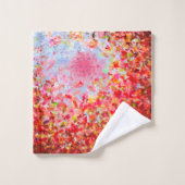 -抽象芸術紅葉と空 バスタオルセット (ウォッシュタオル)