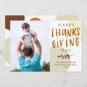 抽象芸術紅葉フォトサンクスギビングカード 案内状 (正面/裏面)