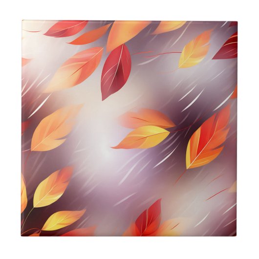 抽象芸術紅葉植物学 タイル (正面)