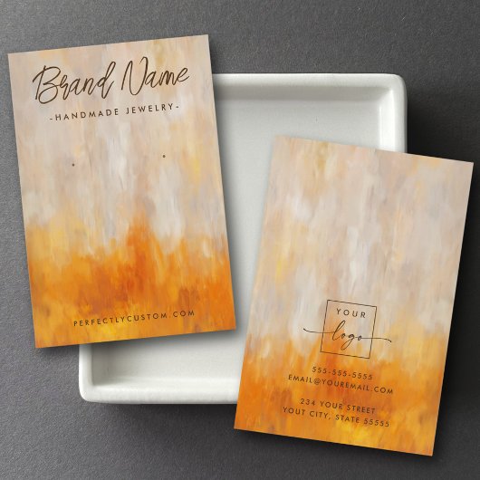 抽象芸術紅葉油イヤリング表示カード