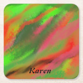 抽象芸術紅葉 スクエアペーパーコースター (正面)