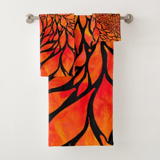 抽象芸術紅葉 バスタオルセット (インサイチュ)