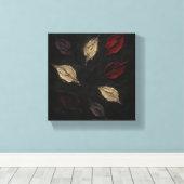 抽象芸術紅葉- Dark Botanical Texture キャンバスプリント (インサイチュ (ウッドフロア))