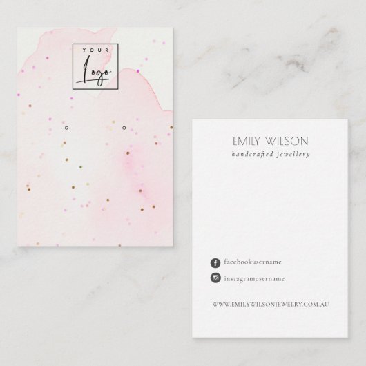 抽象芸術紙吹雪赤面スタッドイヤリングロゴ表示 名刺 (正面/裏面)