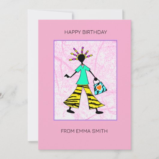 抽象芸術素晴らしとアスタイリッシュフリカレディ誕生日 カード (正面)