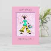 抽象芸術素晴らしとアスタイリッシュフリカレディ誕生日 カード (スタンド正面)