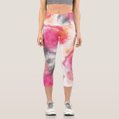 抽象芸術素晴らしピンクサンゴ炭アルコールインク カプリレギンス (正面)