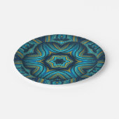 抽象芸術素晴らし青黄曼荼羅図 ペーパープレート (アングル)