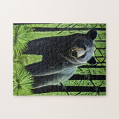 抽象芸術素朴ウィルダネスブラックベア ジグソーパズル (横)