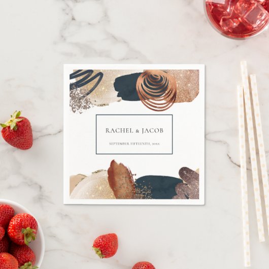 抽象芸術素朴テラコッタ海軍結婚のナプキンス スタンダードカクテルナプキン (インサイチュ)