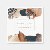 抽象芸術素朴テラコッタ海軍結婚のナプキンス スタンダードカクテルナプキン (正面)