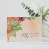 抽象芸術素朴フローラウェディングRSVPカード 出欠カード (スタンド正面)