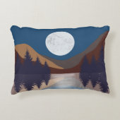 抽象芸術素朴景観森林月反射 アクセントクッション (正面)