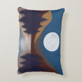 抽象芸術素朴景観森林月反射 アクセントクッション (裏面(縦))