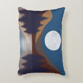 抽象芸術素朴景観森林月反射 アクセントクッション (正面(垂直))