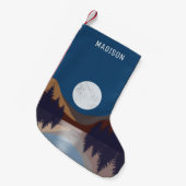 抽象芸術素朴景観森林月反射 スモールクリスマスストッキング (正面 (吊り時))