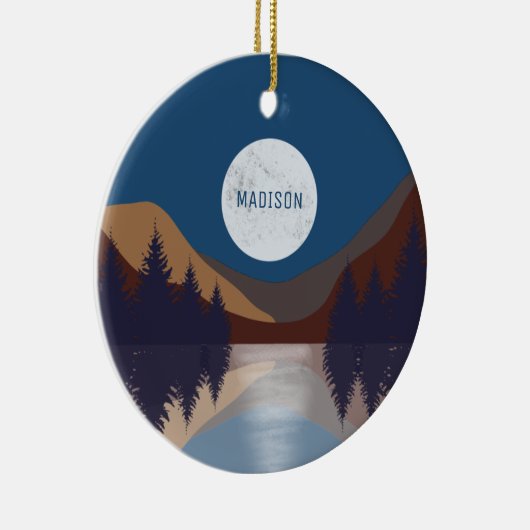 抽象芸術素朴景観森林月反射 セラミックオーナメント (右)