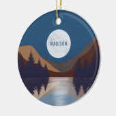 抽象芸術素朴景観森林月反射 セラミックオーナメント (左)