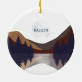 抽象芸術素朴景観森林月反射 セラミックオーナメント (裏面)