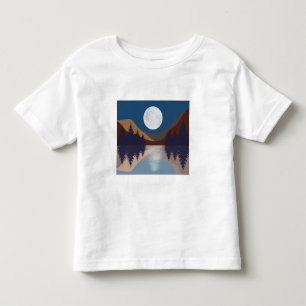 抽象芸術素朴景観森林月反射 トドラーTシャツ