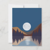 抽象芸術素朴景観森林月反射 ノートカード (裏面)